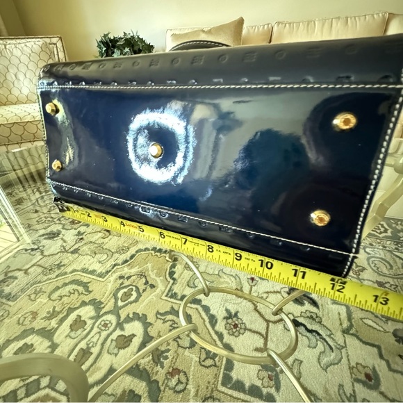 Arcadia Navy Patent Leather Bag Made In Italy - Picture 14 of 16